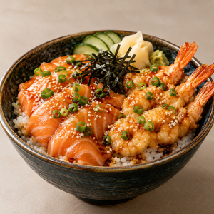 Lachs & Garnele  Donburi